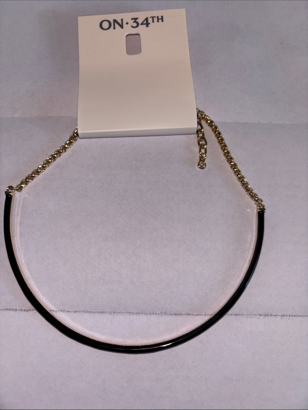 ON·34TH Gold and Black Curved Bar Necklace